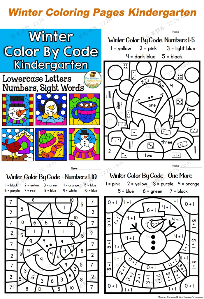 《Color By Code First Grade Bundle》涂色认知四季作业纸PDF 百度云网盘下载 – 铅笔钥匙